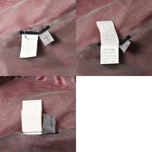 極美品 YOHJI YAMAMOTO POUR HOMME ヨウジヤマモト プールオム シースルーシャツ HE-Y-25-825 杖村サエコ 女優 ピンナップ期 レッド 3サイズ 中古 4a004784