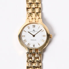 極美品 Baume & Mercier ボーム＆メルシエ × Tiffany & Co. ティファニー クラシック 腕時計 6656 重量約41.79g QZ 14K 白文字盤 中古 4a004061
