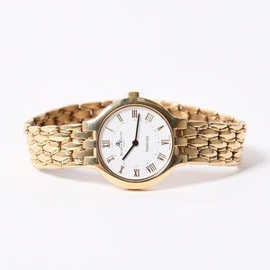極美品 Baume & Mercier ボーム＆メルシエ × Tiffany & Co. ティファニー クラシック 腕時計 6656 重量約41.79g QZ 14K 白文字盤 中古 4a004061
