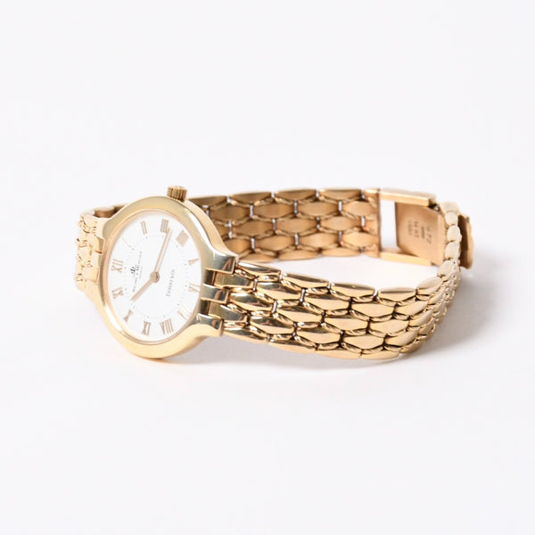 極美品 Baume & Mercier ボーム＆メルシエ × Tiffany & Co. ティファニー クラシック 腕時計 6656 重量約41.79g QZ 14K 白文字盤 中古 4a004061
