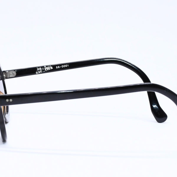 JEAN PAUL GAULITIER ジャンポールゴルチエ ロゴレタリングサングラス アイウェア 丸型 ブラック 美品 中古 4a005962