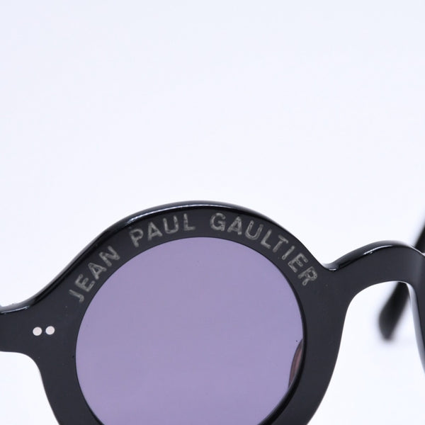 JEAN PAUL GAULITIER ジャンポールゴルチエ ロゴレタリングサングラス アイウェア 丸型 ブラック 美品 中古 4a005962