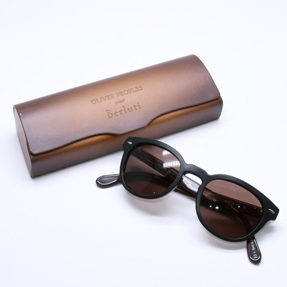 OLIVER PEOPLES オリバーピープルズ × ベルルティ プア ベルルティ シェルドレイク レザー OV5036SQ ブラック ダークブラウン 49□22 145 美品 中古 4a005953