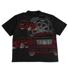 pellepelle ペレペレ 半袖Tシャツ car 刺繍 00s サイズ3XL レッド ブラック コットン 古着 美品 中古 4a005950