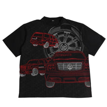 画像をギャラリービューアに読み込む, pellepelle ペレペレ 半袖Tシャツ car 刺繍 00s サイズ3XL レッド ブラック コットン 古着 美品 中古 4a005950