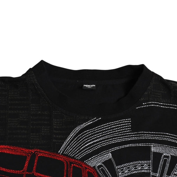 pellepelle ペレペレ 半袖Tシャツ car 刺繍 00s サイズ3XL レッド ブラック コットン 古着 美品 中古 4a005950