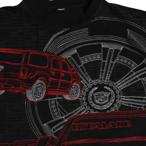 pellepelle ペレペレ 半袖Tシャツ car 刺繍 00s サイズ3XL レッド ブラック コットン 古着 美品 中古 4a005950