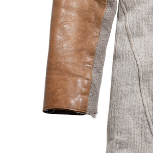 HELMUT LANG Wool Felt Leather Asymmetric Coat Brown Beige Good Condition Used 4a005943