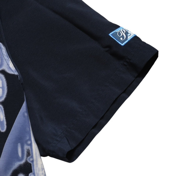 極美品 PELLE PELLE ペレペレ ストリートトラフィック総柄シャツ ネイビー オーバーサイズ Lサイズ 90年代-00年代 アメ車 中古 4a005949