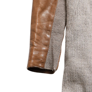 HELMUT LANG Wool Felt Leather Asymmetric Coat Brown Beige Good Condition Used 4a005943