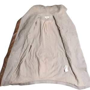 HELMUT LANG Wool Felt Leather Asymmetric Coat Brown Beige Good Condition Used 4a005943