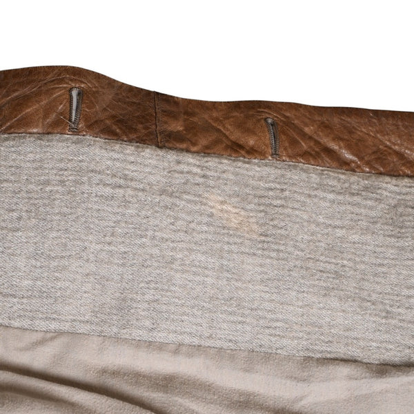 HELMUT LANG Wool Felt Leather Asymmetric Coat Brown Beige Good Condition Used 4a005943