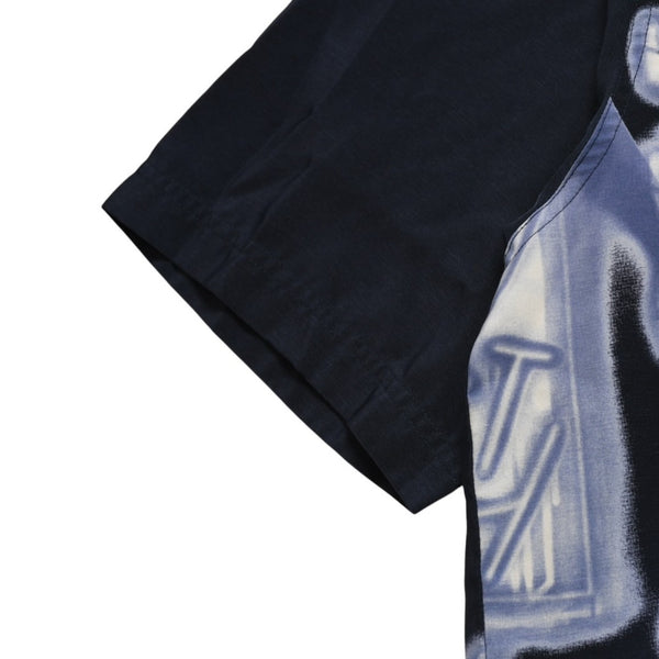 極美品 PELLE PELLE ペレペレ ストリートトラフィック総柄シャツ ネイビー オーバーサイズ Lサイズ 90年代-00年代 アメ車 中古 4a005949