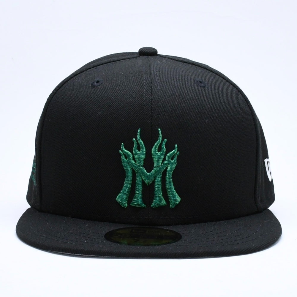 新品未使用 MANNAHATTA NYC マナハッタ NYC FUEGO LOGO NEWERA 59FIFTY サイズ7 3/8(58.7cm) ブラック グリーン ニューヨークヤンキース 中古 4a005964