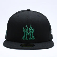 新品未使用 MANNAHATTA NYC マナハッタ NYC FUEGO LOGO NEWERA 59FIFTY サイズ7 3/8(58.7cm) ブラック グリーン ニューヨークヤンキース 中古 4a005964