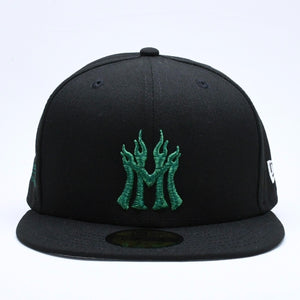 新品未使用 MANNAHATTA NYC マナハッタ NYC FUEGO LOGO NEWERA 59FIFTY サイズ7 3/8(58.7cm) ブラック グリーン ニューヨークヤンキース 中古 4a005964