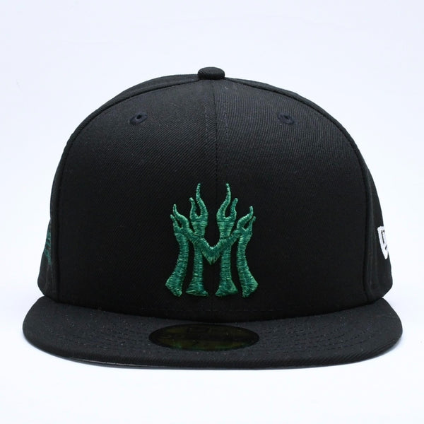 新品未使用 MANNAHATTA NYC マナハッタ NYC FUEGO LOGO NEWERA 59FIFTY サイズ7 3/8(58.7cm) ブラック グリーン ニューヨークヤンキース 中古 4a005964
