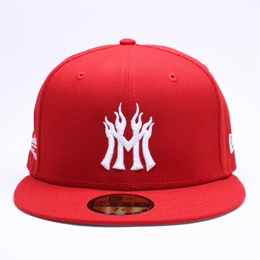 新品未使用 MANNAHATTA NYC マナハッタ NYC FUEGO LOGO NEWERA 59FIFTY サイズ7 3/8(58.7cm) レッド ニューヨークヤンキース 中古 4a005966
