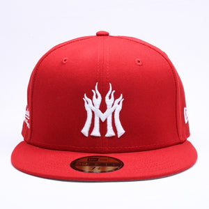 新品未使用 MANNAHATTA NYC マナハッタ NYC FUEGO LOGO NEWERA 59FIFTY サイズ7 3/8(58.7cm) レッド ニューヨークヤンキース 中古 4a005966