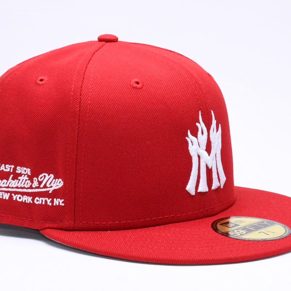 新品未使用 MANNAHATTA NYC マナハッタ NYC FUEGO LOGO NEWERA 59FIFTY サイズ7 3/8(58.7cm) レッド ニューヨークヤンキース 中古 4a005966
