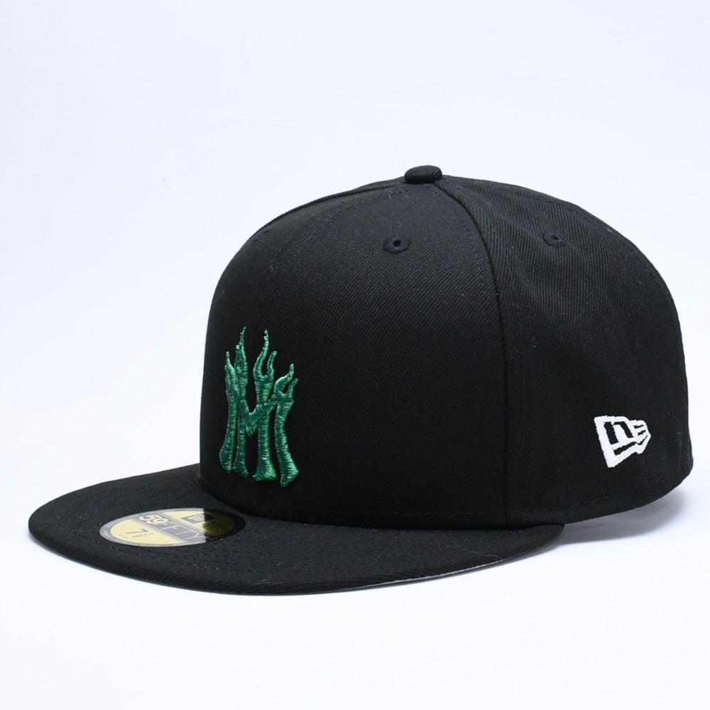 新品未使用 MANNAHATTA NYC マナハッタ NYC FUEGO LOGO NEWERA 59FIFTY サイズ7 3/8(58.7cm) ブラック グリーン ニューヨークヤンキース 中古 4a005964