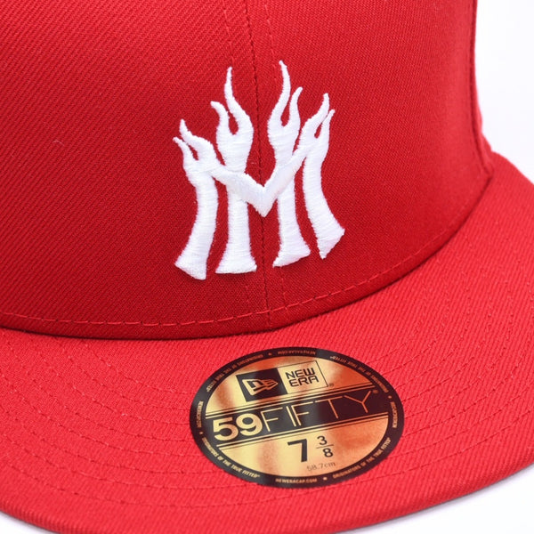 新品未使用 MANNAHATTA NYC マナハッタ NYC FUEGO LOGO NEWERA 59FIFTY サイズ7 3/8(58.7cm) レッド ニューヨークヤンキース 中古 4a005966