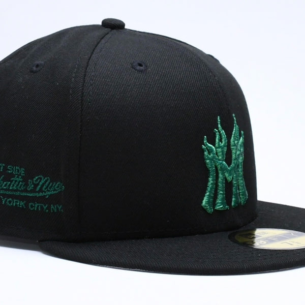 新品未使用 MANNAHATTA NYC マナハッタ NYC FUEGO LOGO NEWERA 59FIFTY サイズ7 3/8(58.7cm) ブラック グリーン ニューヨークヤンキース 中古 4a005964
