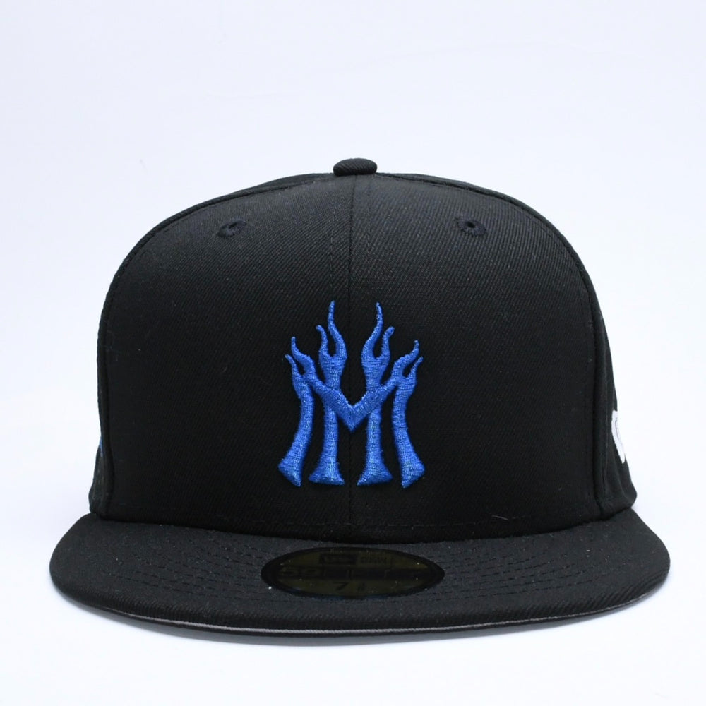 新品未使用 MANNAHATTA NYC マナハッタ NYC FUEGO LOGO NEWERA 59FIFTY サイズ7 3/8(58.7cm) ブラック ブルー ニューヨークヤンキース 中古 4a005965