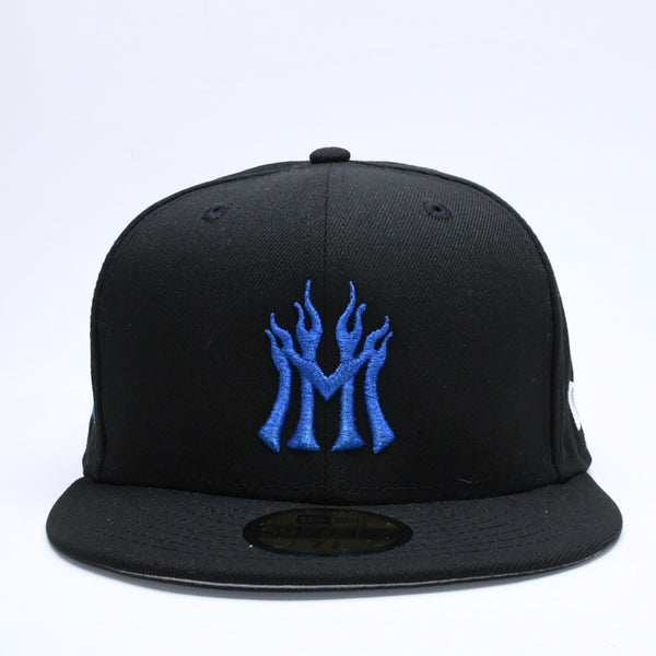 新品未使用 MANNAHATTA NYC マナハッタ NYC FUEGO LOGO NEWERA 59FIFTY サイズ7 3/8(58.7cm) ブラック ブルー ニューヨークヤンキース 中古 4a005965