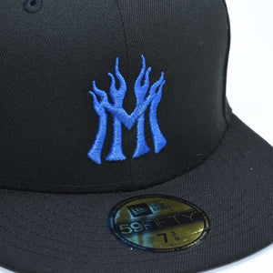 新品未使用 MANNAHATTA NYC マナハッタ NYC FUEGO LOGO NEWERA 59FIFTY サイズ7 3/8(58.7cm) ブラック ブルー ニューヨークヤンキース 中古 4a005965