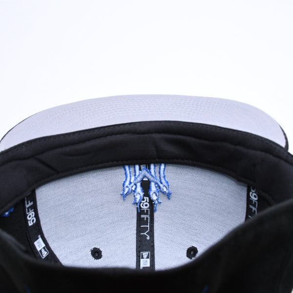 新品未使用 MANNAHATTA NYC マナハッタ NYC FUEGO LOGO NEWERA 59FIFTY サイズ7 3/8(58.7cm) ブラック ブルー ニューヨークヤンキース 中古 4a005965