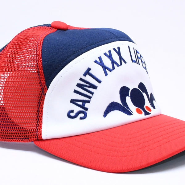 新品未使用 SAINT Mxxxxxxx セントマイケル MESH CAP LIFE STYLE ネイビー レッド SM-MK1-0000-077 キャップ 中古 4a005968