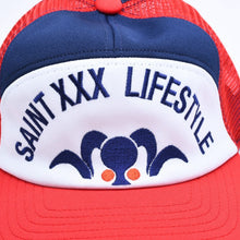 画像をギャラリービューアに読み込む, 新品未使用 SAINT Mxxxxxxx セントマイケル MESH CAP LIFE STYLE ネイビー レッド SM-MK1-0000-077 キャップ 中古 4a005968