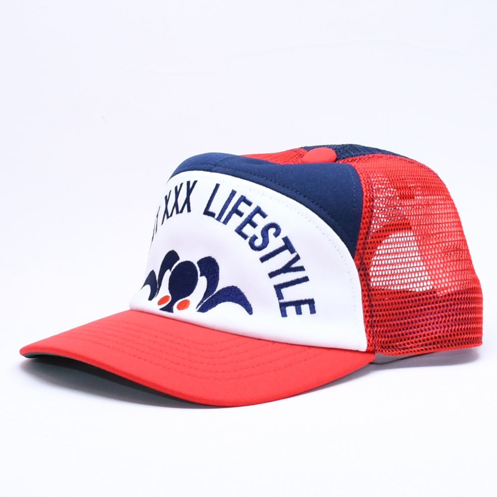 新品未使用 SAINT Mxxxxxxx セントマイケル MESH CAP LIFE STYLE ネイビー レッド SM-MK1-0000-077 キャップ 中古 4a005967