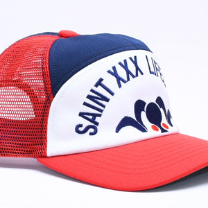 新品未使用 SAINT Mxxxxxxx セントマイケル MESH CAP LIFE STYLE ネイビー レッド SM-MK1-0000-077 キャップ 中古 4a005967