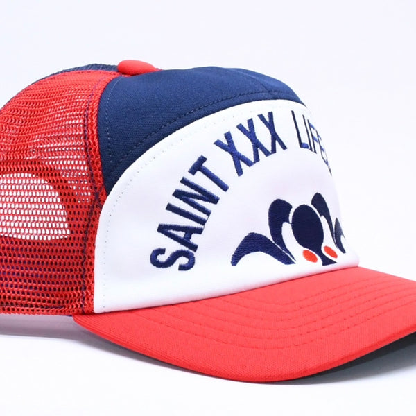 新品未使用 SAINT Mxxxxxxx セントマイケル MESH CAP LIFE STYLE ネイビー レッド SM-MK1-0000-077 キャップ 中古 4a005967