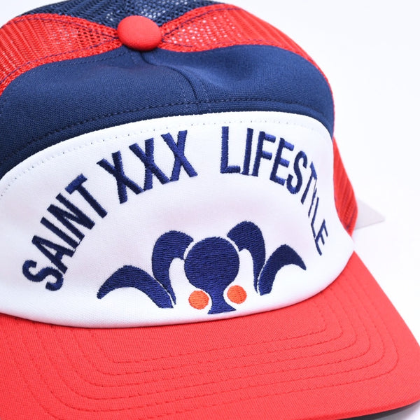 新品未使用 SAINT Mxxxxxxx セントマイケル MESH CAP LIFE STYLE ネイビー レッド SM-MK1-0000-077 キャップ 中古 4a005967