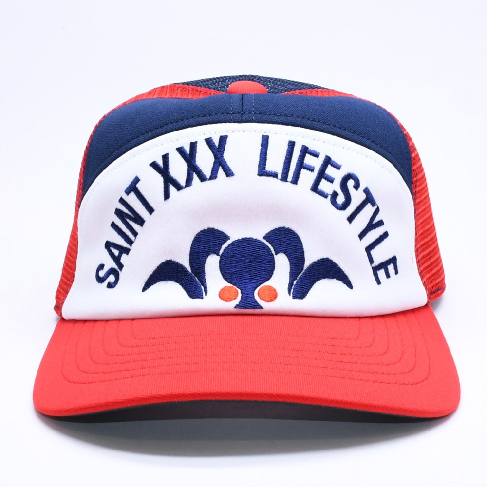 新品未使用 SAINT Mxxxxxxx セントマイケル MESH CAP LIFE STYLE ネイビー レッド SM-MK1-0000-077 キャップ 中古 4a005969
