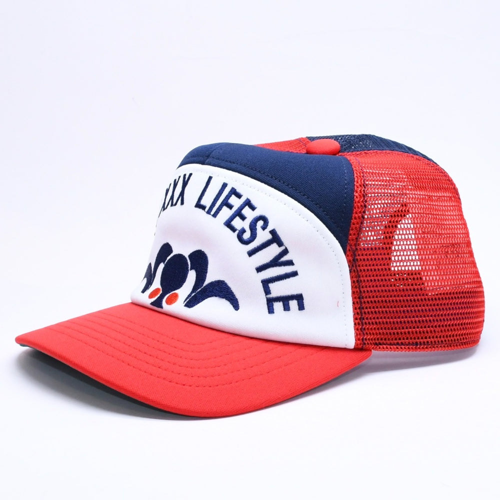 新品未使用 SAINT Mxxxxxxx セントマイケル MESH CAP LIFE STYLE ネイビー レッド SM-MK1-0000-077 キャップ 中古 4a005969