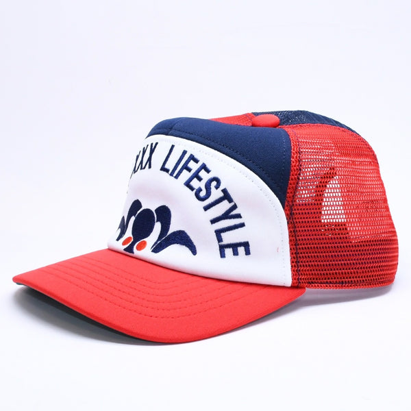 新品未使用 SAINT Mxxxxxxx セントマイケル MESH CAP LIFE STYLE ネイビー レッド SM-MK1-0000-077 キャップ 中古 4a005969