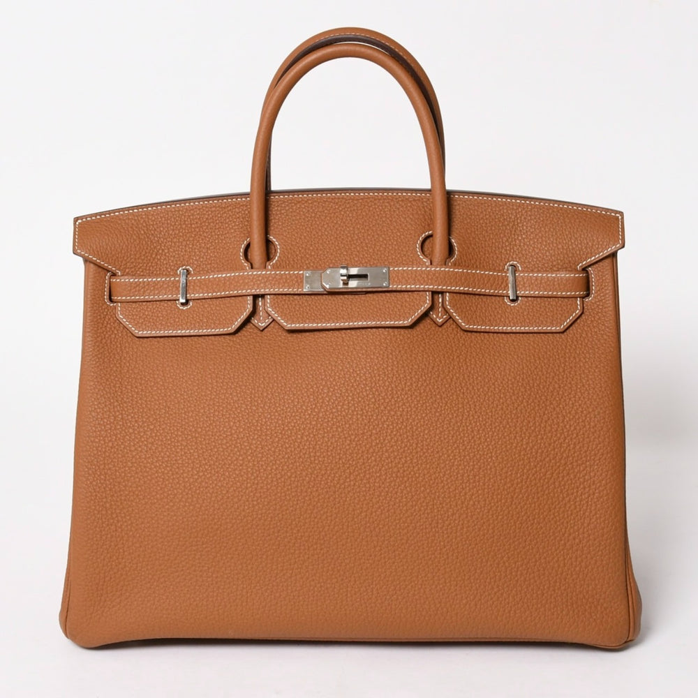新品同様品 HERMES エルメス バーキン40 ゴールド トゴ 40cm W刻印 シルバー金具 ハンドバッグ 中古 4a005972