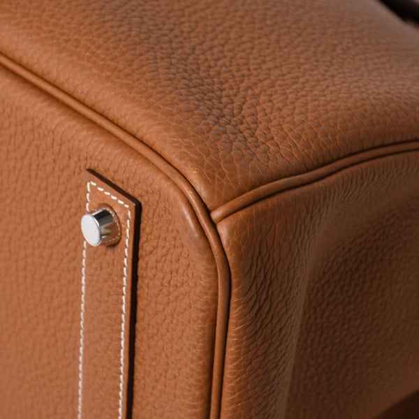 新品同様品 HERMES エルメス バーキン40 ゴールド トゴ 40cm W刻印 シルバー金具 ハンドバッグ 中古 4a005972