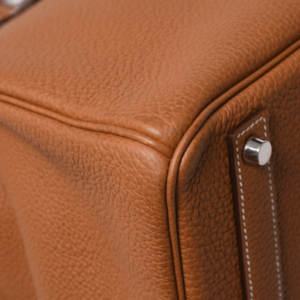 新品同様品 HERMES エルメス バーキン40 ゴールド トゴ 40cm W刻印 シルバー金具 ハンドバッグ 中古 4a005972