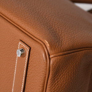 新品同様品 HERMES エルメス バーキン40 ゴールド トゴ 40cm W刻印 シルバー金具 ハンドバッグ 中古 4a005972