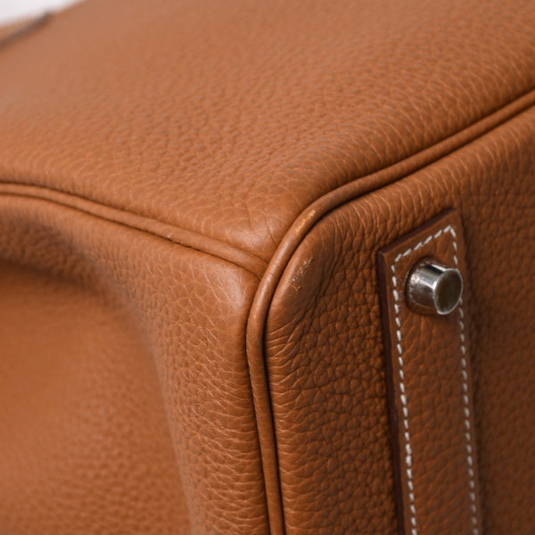 新品同様品 HERMES エルメス バーキン40 ゴールド トゴ 40cm W刻印 シルバー金具 ハンドバッグ 中古 4a005972
