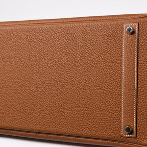 新品同様品 HERMES エルメス バーキン40 ゴールド トゴ 40cm W刻印 シルバー金具 ハンドバッグ 中古 4a005972