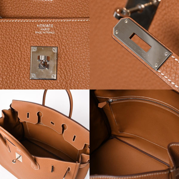 新品同様品 HERMES エルメス バーキン40 ゴールド トゴ 40cm W刻印 シルバー金具 ハンドバッグ 中古 4a005972