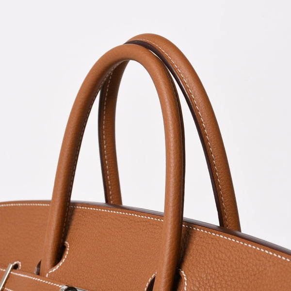 新品同様品 HERMES エルメス バーキン40 ゴールド トゴ 40cm W刻印 シルバー金具 ハンドバッグ 中古 4a005972