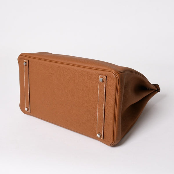 新品同様品 HERMES エルメス バーキン40 ゴールド トゴ 40cm W刻印 シルバー金具 ハンドバッグ 中古 4a005972