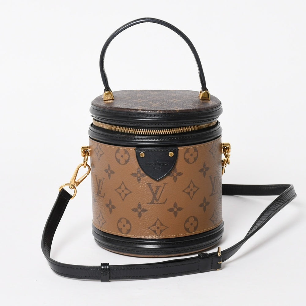 極美品 LOUIS VUITTON ルイヴィトン カンヌ ショルダーバッグ M43986 モノグラムリバース ブラウン ブラック 中古 4a005978
